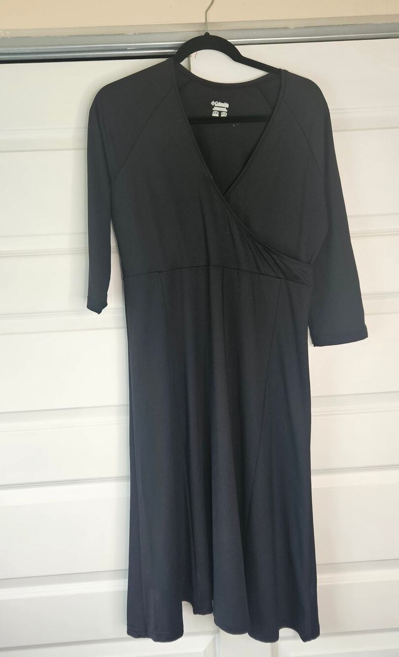 Columbia Black Faux Wrap 3/4 Sleeve Activewear Dress - Size Large